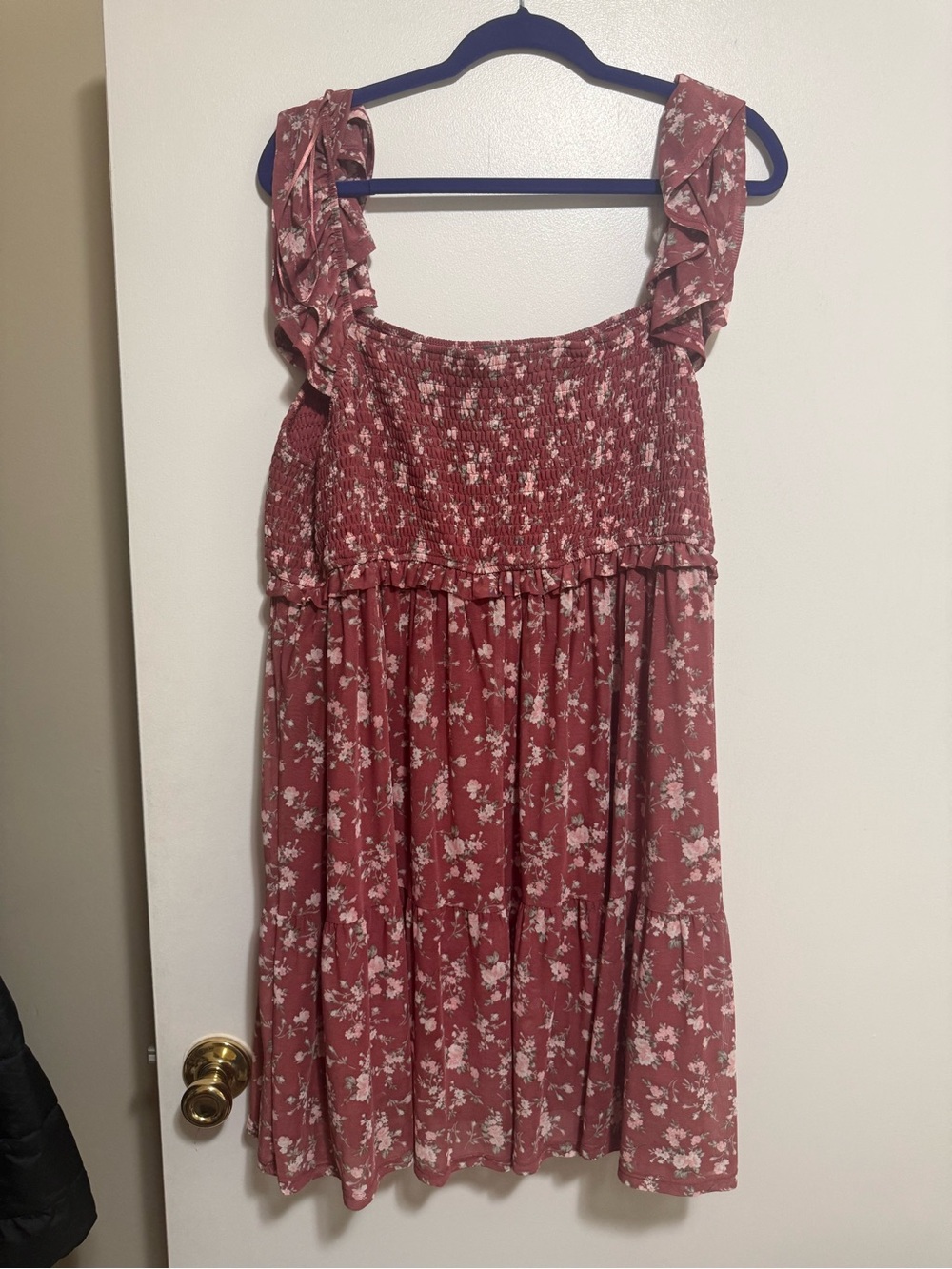 Arula Dusty Rose Floral Mini Sundress with Ruffle Straps